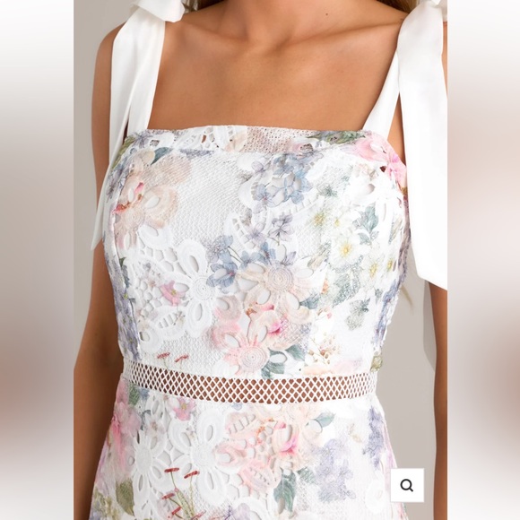 New Red Dress YOU GROW GIRL IVORY LACE FLORAL MIDI DRESS Size L - Picture 3 of 5